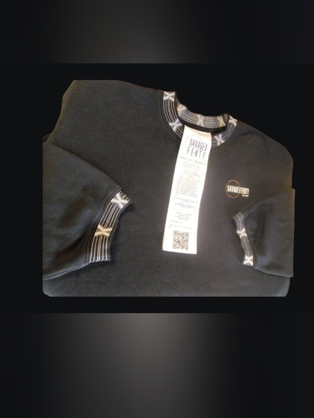 Savage X Fenty Women's Black Crewneck Sweatshirt with Contrast Trim Size Xl